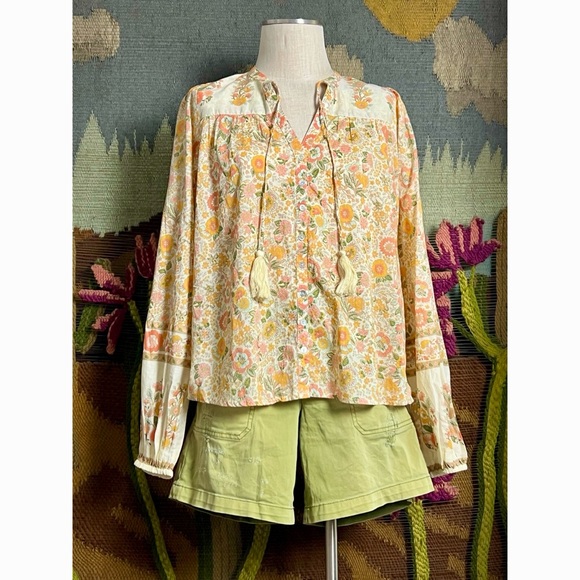 Elan Tie Neck Peasant Blouse M - Picture 11 of 15